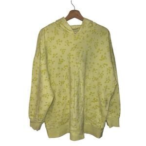 Abound Women's Size XL Yellow Floral Hoodie Pullover French Terry Sweater